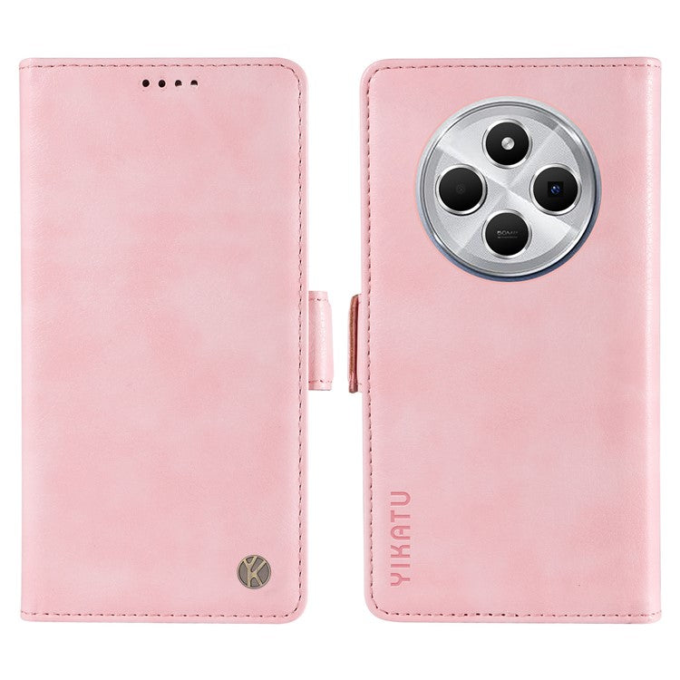 YIKATU YK-007 For Xiaomi Poco C75 4G / Redmi 14R 5G / 14C 4G Case Side Buckle PU Leather Phone Cover Litchi Texture - Pink