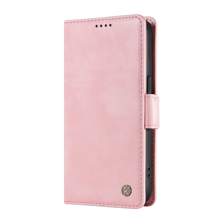 YIKATU YK-007 For Xiaomi Poco C75 4G / Redmi 14R 5G / 14C 4G Case Side Buckle PU Leather Phone Cover Litchi Texture - Pink