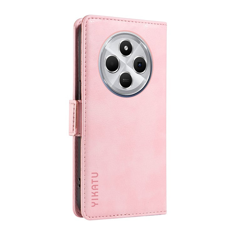 YIKATU YK-007 For Xiaomi Poco C75 4G / Redmi 14R 5G / 14C 4G Case Side Buckle PU Leather Phone Cover Litchi Texture - Pink