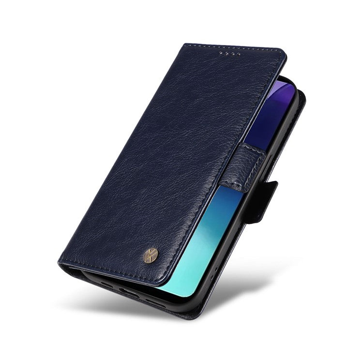 YIKATU YK-007 For Xiaomi Poco C75 4G / Redmi 14R 5G / 14C 4G Case Side Buckle PU Leather Phone Cover Litchi Texture - Navy Blue