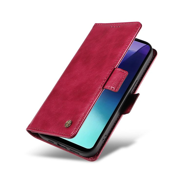 YIKATU YK-007 For Xiaomi Poco C75 4G / Redmi 14R 5G / 14C 4G Case Side Buckle PU Leather Phone Cover Litchi Texture - Wine Red