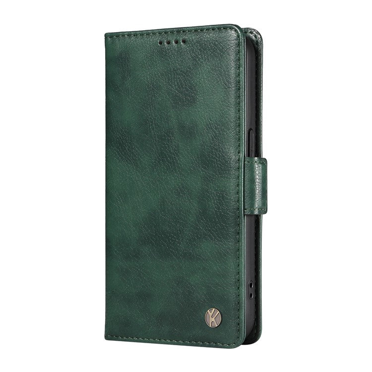 YIKATU YK-007 For Xiaomi Poco C75 4G / Redmi 14R 5G / 14C 4G Case Side Buckle PU Leather Phone Cover Litchi Texture - Green