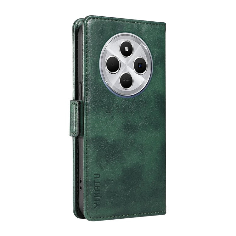 YIKATU YK-007 For Xiaomi Poco C75 4G / Redmi 14R 5G / 14C 4G Case Side Buckle PU Leather Phone Cover Litchi Texture - Green