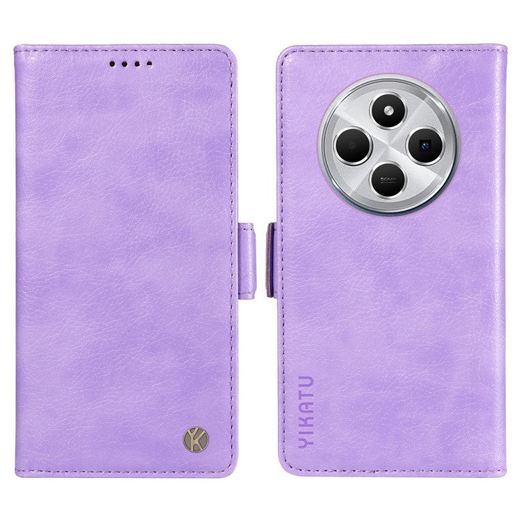 YIKATU YK-007 For Xiaomi Poco C75 4G / Redmi 14R 5G / 14C 4G Case Side Buckle PU Leather Phone Cover Litchi Texture - Purple