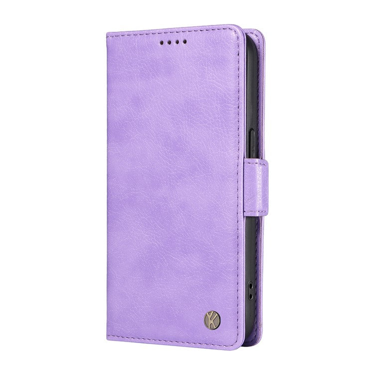 YIKATU YK-007 For Xiaomi Poco C75 4G / Redmi 14R 5G / 14C 4G Case Side Buckle PU Leather Phone Cover Litchi Texture - Purple