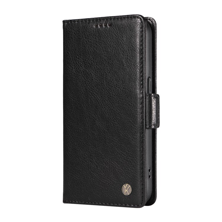 YIKATU YK-007 For Xiaomi Poco C75 4G / Redmi 14R 5G / 14C 4G Case Side Buckle PU Leather Phone Cover Litchi Texture - Black