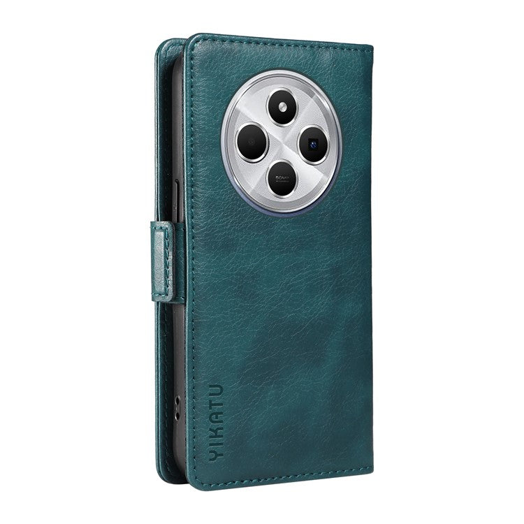 YIKATU YK-007 For Xiaomi Poco C75 4G / Redmi 14R 5G / 14C 4G Case Side Buckle PU Leather Phone Cover Litchi Texture - Blue