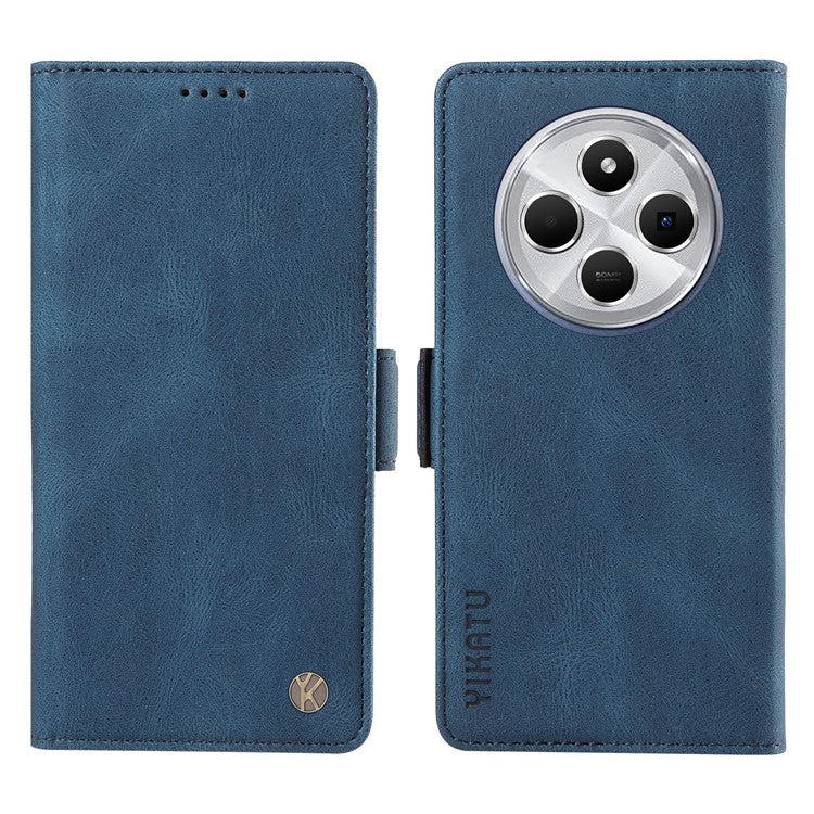 YIKATU YK-005 For Xiaomi Poco C75 4G / Redmi 14R 5G / 14C 4G Case PU Leather Wallet Phone Cover Skin Touch Feeling - Blue