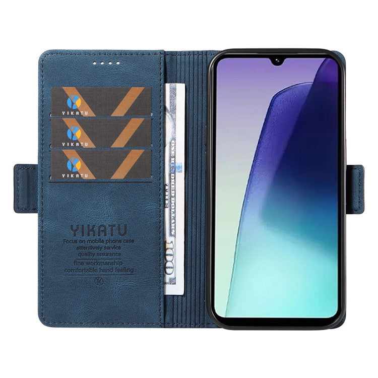 YIKATU YK-005 For Xiaomi Poco C75 4G / Redmi 14R 5G / 14C 4G Case PU Leather Wallet Phone Cover Skin Touch Feeling - Blue