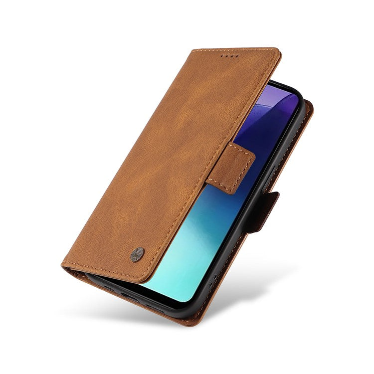 YIKATU YK-005 For Xiaomi Poco C75 4G / Redmi 14R 5G / 14C 4G Case PU Leather Wallet Phone Cover Skin Touch Feeling - Brown