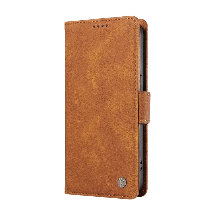 YIKATU YK-005 For Xiaomi Poco C75 4G / Redmi 14R 5G / 14C 4G Case PU Leather Wallet Phone Cover Skin Touch Feeling - Brown