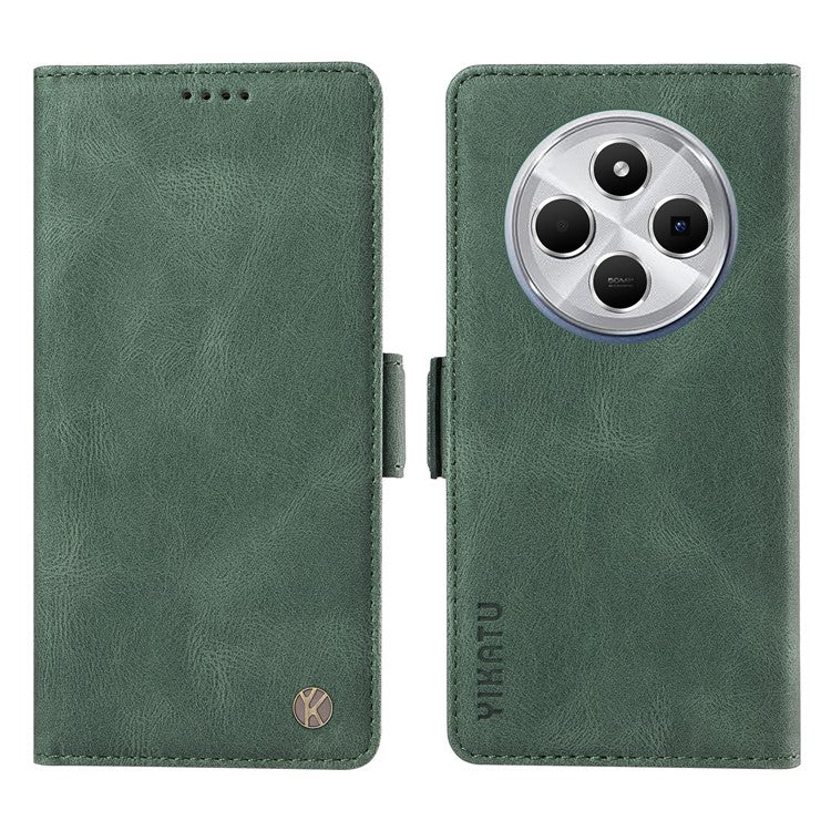 YIKATU YK-005 For Xiaomi Poco C75 4G / Redmi 14R 5G / 14C 4G Case PU Leather Wallet Phone Cover Skin Touch Feeling - Green