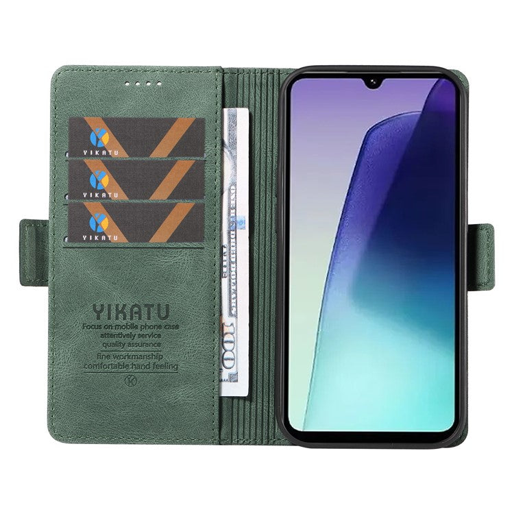 YIKATU YK-005 For Xiaomi Poco C75 4G / Redmi 14R 5G / 14C 4G Case PU Leather Wallet Phone Cover Skin Touch Feeling - Green