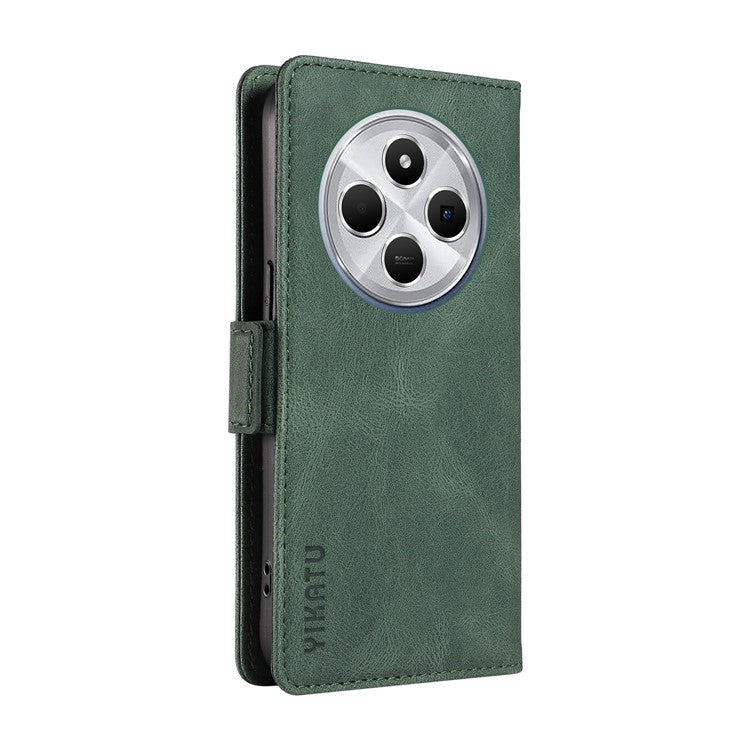 YIKATU YK-005 For Xiaomi Poco C75 4G / Redmi 14R 5G / 14C 4G Case PU Leather Wallet Phone Cover Skin Touch Feeling - Green