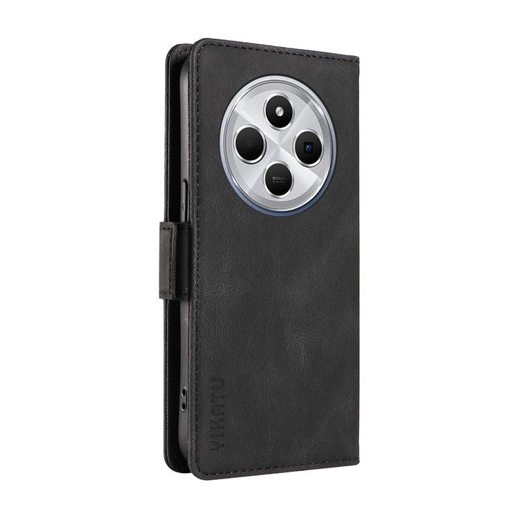 YIKATU YK-005 For Xiaomi Poco C75 4G / Redmi 14R 5G / 14C 4G Case PU Leather Wallet Phone Cover Skin Touch Feeling - Black