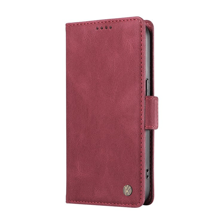 YIKATU YK-005 For Xiaomi Poco C75 4G / Redmi 14R 5G / 14C 4G Case PU Leather Wallet Phone Cover Skin Touch Feeling - Wine Red