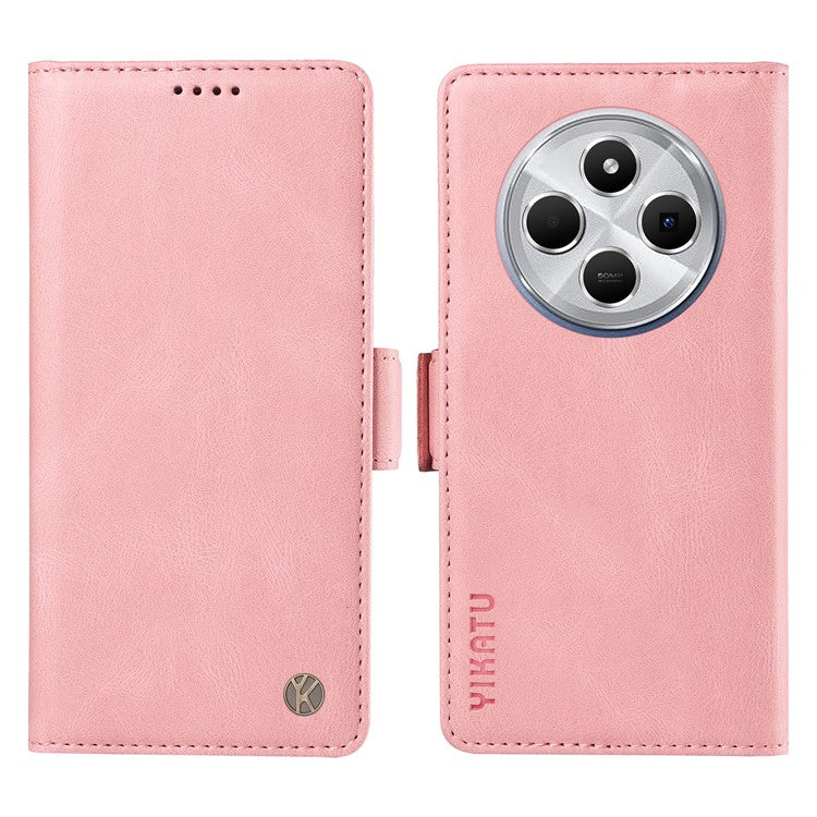 YIKATU YK-005 For Xiaomi Poco C75 4G / Redmi 14R 5G / 14C 4G Case PU Leather Wallet Phone Cover Skin Touch Feeling - Pink