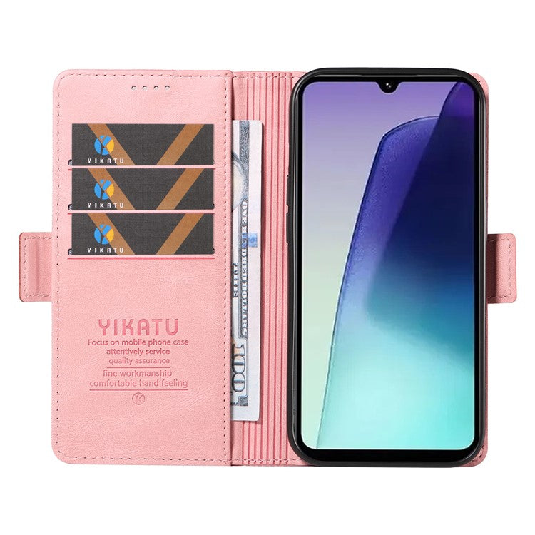 YIKATU YK-005 For Xiaomi Poco C75 4G / Redmi 14R 5G / 14C 4G Case PU Leather Wallet Phone Cover Skin Touch Feeling - Pink