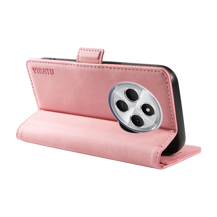 YIKATU YK-005 For Xiaomi Poco C75 4G / Redmi 14R 5G / 14C 4G Case PU Leather Wallet Phone Cover Skin Touch Feeling - Pink