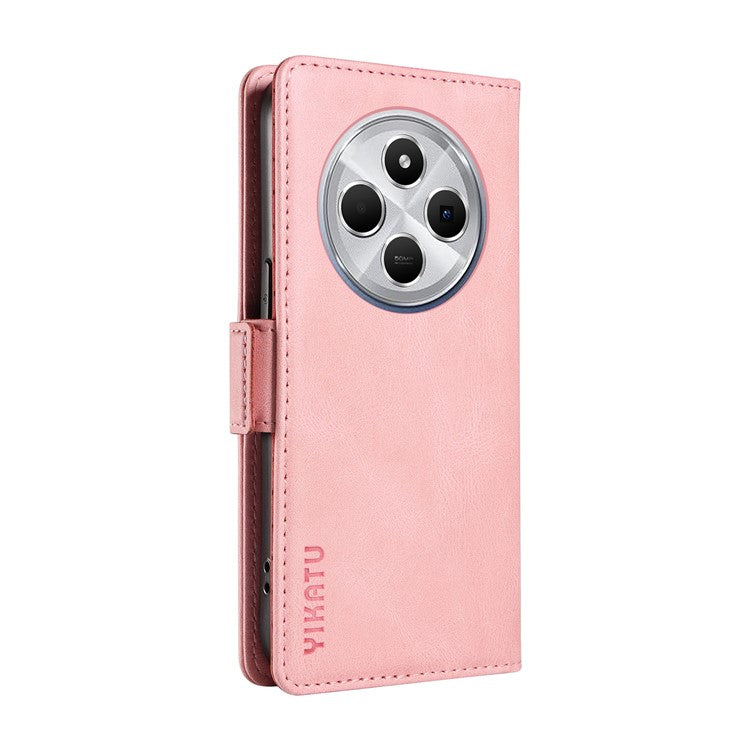 YIKATU YK-005 For Xiaomi Poco C75 4G / Redmi 14R 5G / 14C 4G Case PU Leather Wallet Phone Cover Skin Touch Feeling - Pink