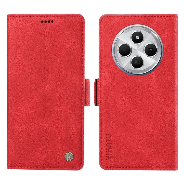 YIKATU YK-005 For Xiaomi Poco C75 4G / Redmi 14R 5G / 14C 4G Case PU Leather Wallet Phone Cover Skin Touch Feeling - Red