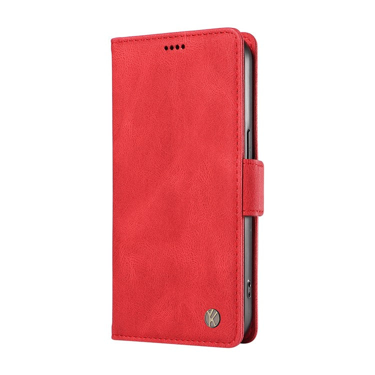 YIKATU YK-005 For Xiaomi Poco C75 4G / Redmi 14R 5G / 14C 4G Case PU Leather Wallet Phone Cover Skin Touch Feeling - Red