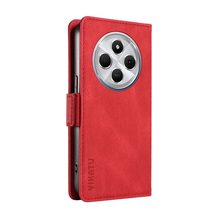 YIKATU YK-005 For Xiaomi Poco C75 4G / Redmi 14R 5G / 14C 4G Case PU Leather Wallet Phone Cover Skin Touch Feeling - Red