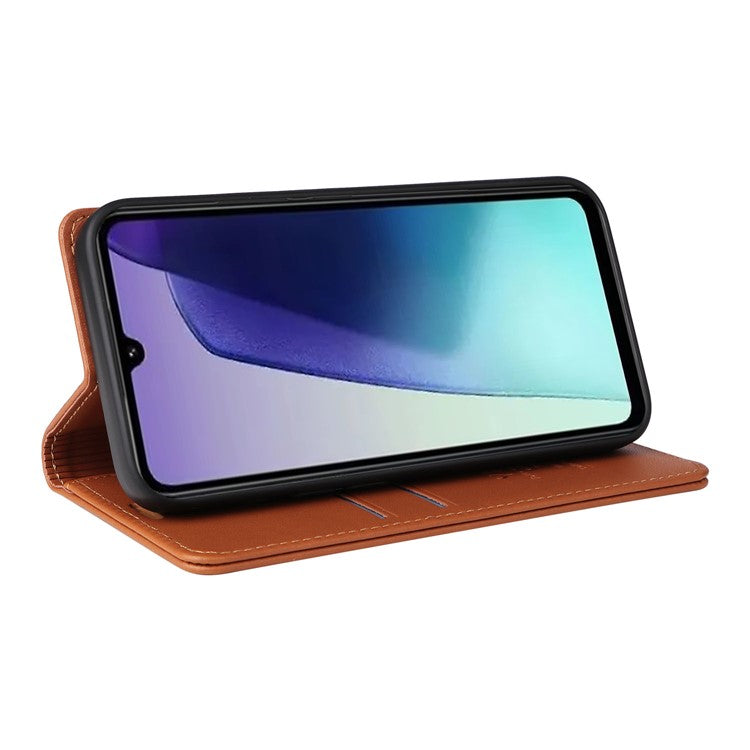 YIKATU YK-001 For Xiaomi Poco C75 4G / Redmi 14R 5G / 14C 4G Case Stand Leather Phone Cover Strong Magnetic Closure - Brown