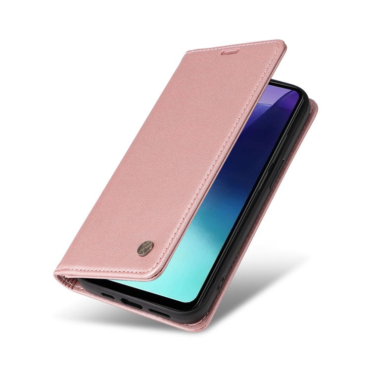 YIKATU YK-001 For Xiaomi Poco C75 4G / Redmi 14R 5G / 14C 4G Case Stand Leather Phone Cover Strong Magnetic Closure - Rose Gold