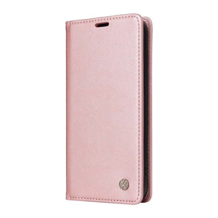 YIKATU YK-001 For Xiaomi Poco C75 4G / Redmi 14R 5G / 14C 4G Case Stand Leather Phone Cover Strong Magnetic Closure - Rose Gold