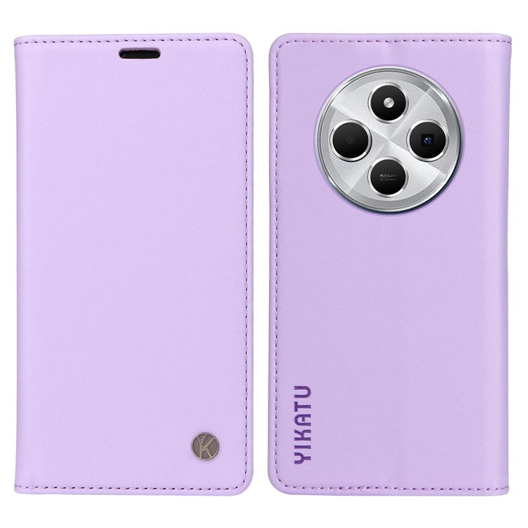 YIKATU YK-001 For Xiaomi Poco C75 4G / Redmi 14R 5G / 14C 4G Case Stand Leather Phone Cover Strong Magnetic Closure - Purple