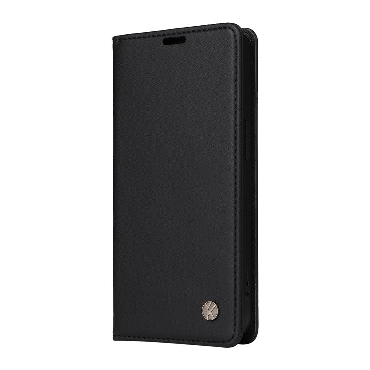 YIKATU YK-001 For Xiaomi Poco C75 4G / Redmi 14R 5G / 14C 4G Case Stand Leather Phone Cover Strong Magnetic Closure - Black