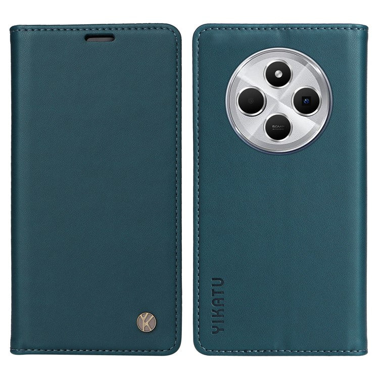 YIKATU YK-001 For Xiaomi Poco C75 4G / Redmi 14R 5G / 14C 4G Case Stand Leather Phone Cover Strong Magnetic Closure - Green