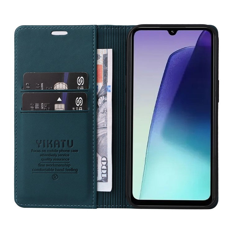 YIKATU YK-001 For Xiaomi Poco C75 4G / Redmi 14R 5G / 14C 4G Case Stand Leather Phone Cover Strong Magnetic Closure - Green