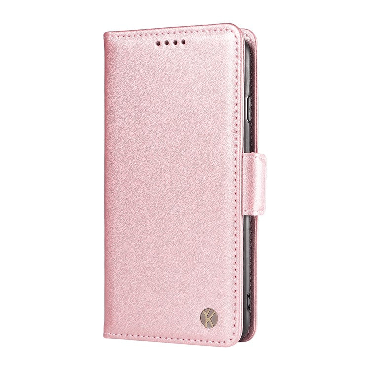 YIKATU YK-003 For Xiaomi Poco C75 4G / Redmi 14R 5G / 14C 4G Case Wallet Stand Leather Phone Cover Side Buckle - Rose Gold