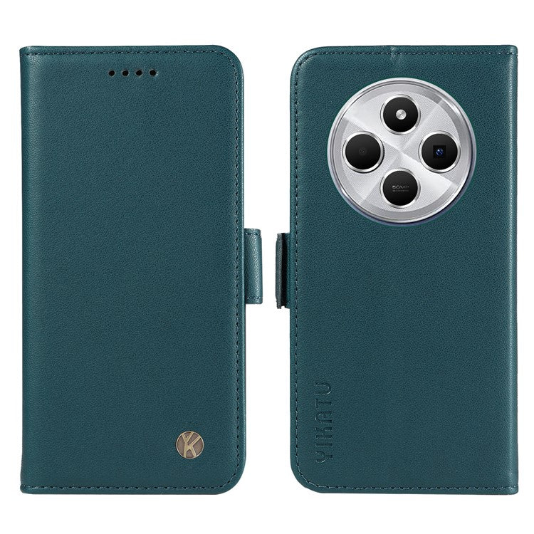 YIKATU YK-003 For Xiaomi Poco C75 4G / Redmi 14R 5G / 14C 4G Case Wallet Stand Leather Phone Cover Side Buckle - Green