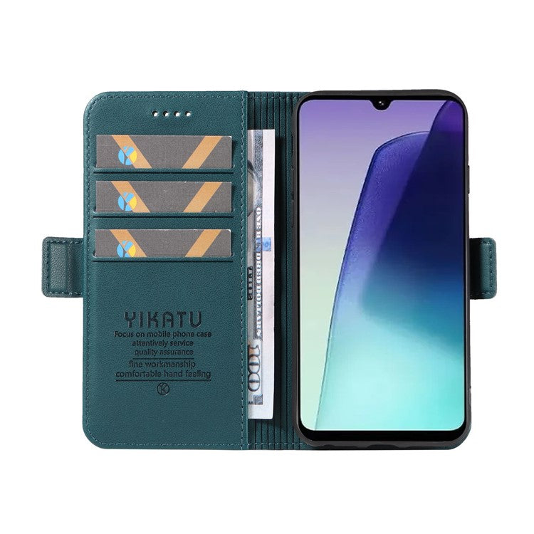 YIKATU YK-003 For Xiaomi Poco C75 4G / Redmi 14R 5G / 14C 4G Case Wallet Stand Leather Phone Cover Side Buckle - Green