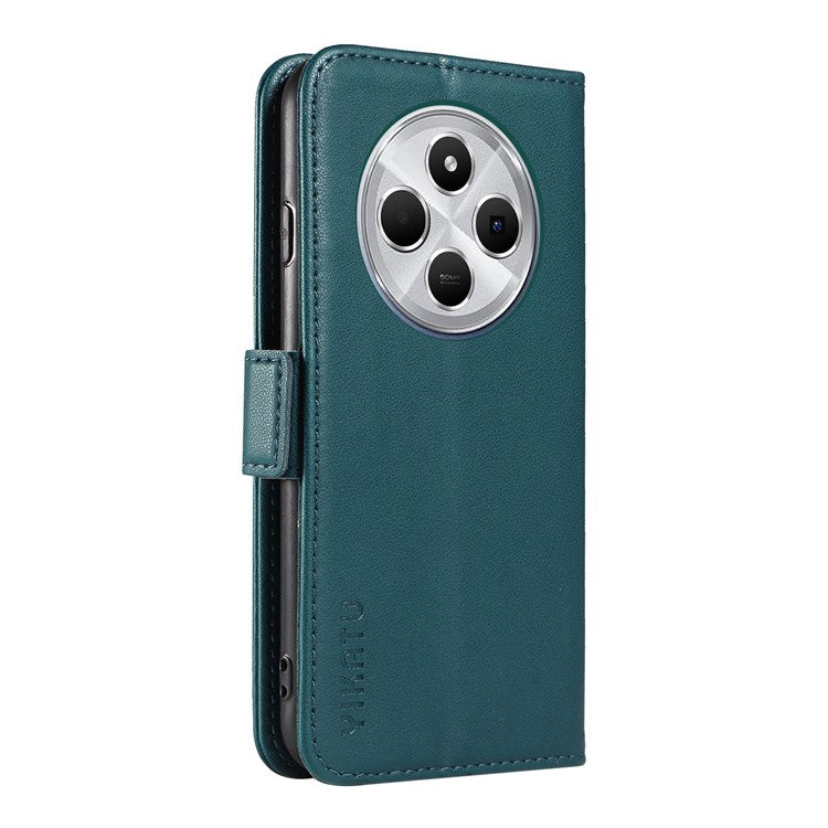 YIKATU YK-003 For Xiaomi Poco C75 4G / Redmi 14R 5G / 14C 4G Case Wallet Stand Leather Phone Cover Side Buckle - Green