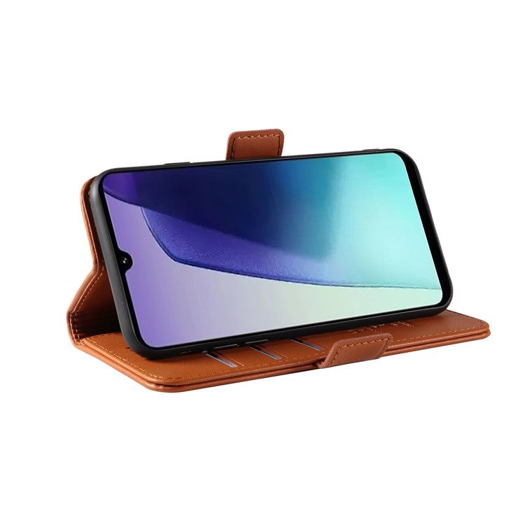 YIKATU YK-003 For Xiaomi Poco C75 4G / Redmi 14R 5G / 14C 4G Case Wallet Stand Leather Phone Cover Side Buckle - Brown