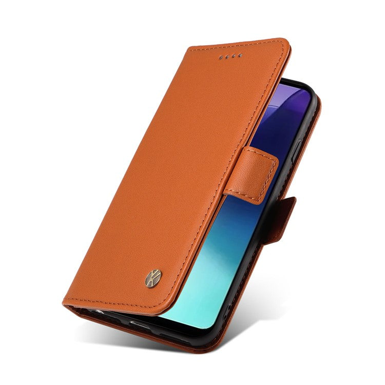 YIKATU YK-003 For Xiaomi Poco C75 4G / Redmi 14R 5G / 14C 4G Case Wallet Stand Leather Phone Cover Side Buckle - Brown