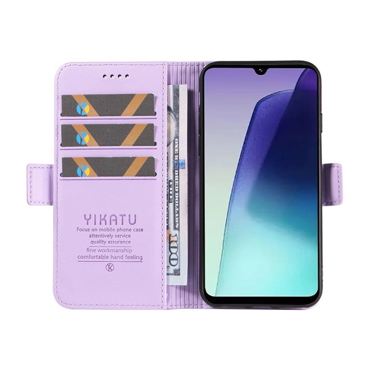 YIKATU YK-003 For Xiaomi Poco C75 4G / Redmi 14R 5G / 14C 4G Case Wallet Stand Leather Phone Cover Side Buckle - Purple