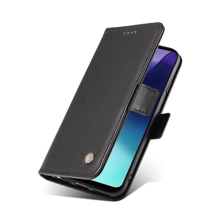 YIKATU YK-003 For Xiaomi Poco C75 4G / Redmi 14R 5G / 14C 4G Case Wallet Stand Leather Phone Cover Side Buckle - Black