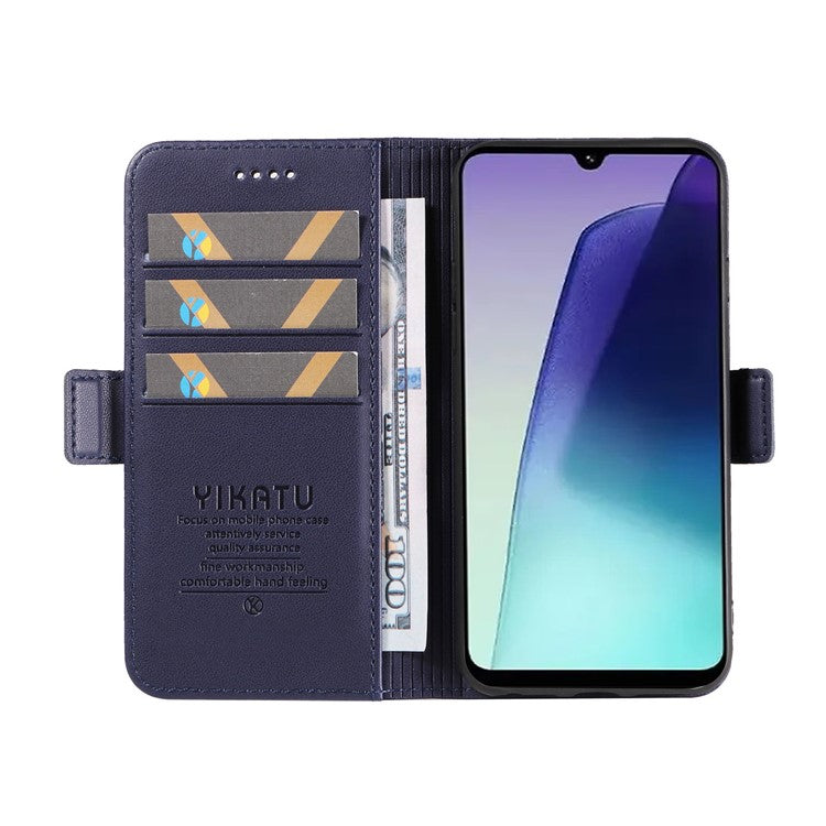 YIKATU YK-003 For Xiaomi Poco C75 4G / Redmi 14R 5G / 14C 4G Case Wallet Stand Leather Phone Cover Side Buckle - Sapphire