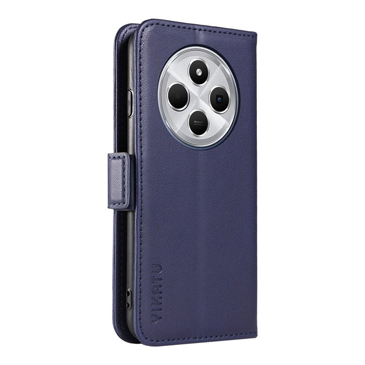 YIKATU YK-003 For Xiaomi Poco C75 4G / Redmi 14R 5G / 14C 4G Case Wallet Stand Leather Phone Cover Side Buckle - Sapphire