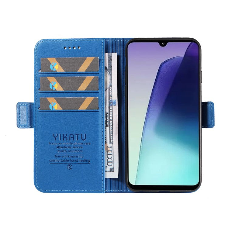 YIKATU YK-003 For Xiaomi Poco C75 4G / Redmi 14R 5G / 14C 4G Case Wallet Stand Leather Phone Cover Side Buckle - Sky Blue