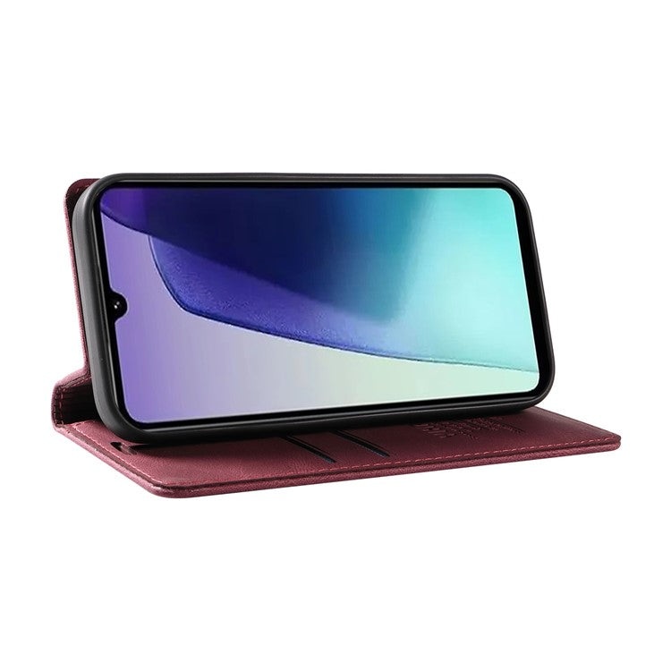 YIKATU YK-004 For Xiaomi Poco C75 4G / Redmi 14R 5G / 14C 4G Case Leather Skin-Touch Phone Cover Magnetic Auto-Absorbed - Wine Red