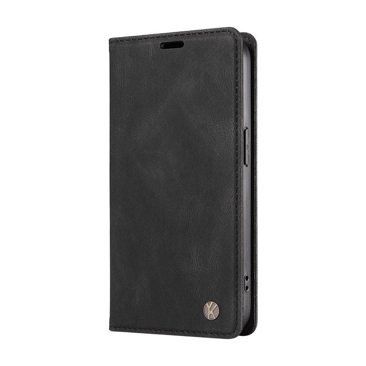 YIKATU YK-004 For Xiaomi Poco C75 4G / Redmi 14R 5G / 14C 4G Case Leather Skin-Touch Phone Cover Magnetic Auto-Absorbed - Black