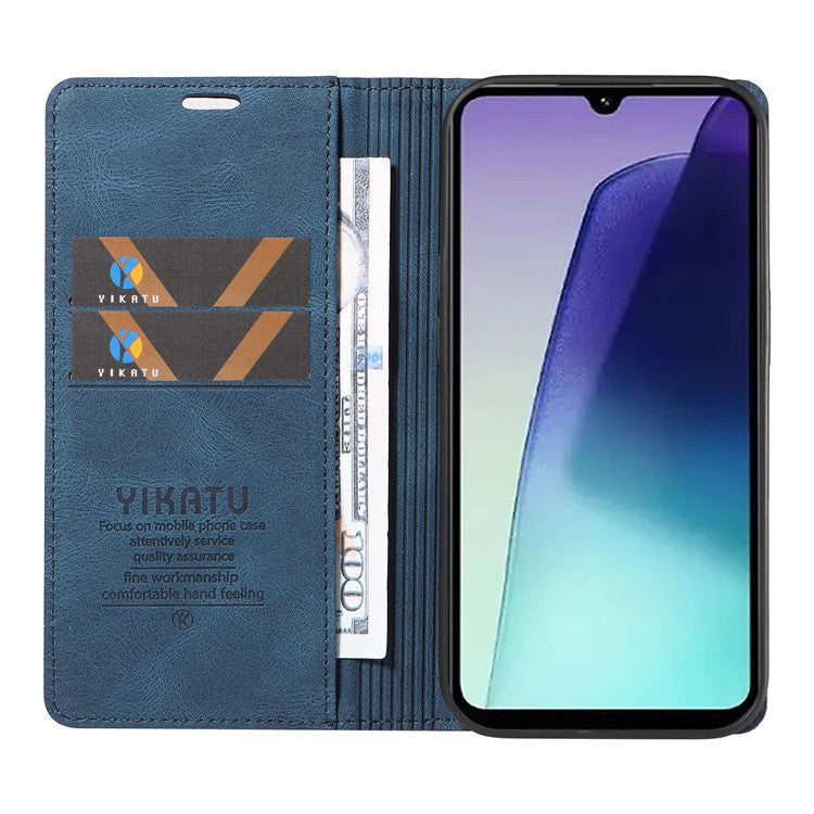 YIKATU YK-004 For Xiaomi Poco C75 4G / Redmi 14R 5G / 14C 4G Case Leather Skin-Touch Phone Cover Magnetic Auto-Absorbed - Blue