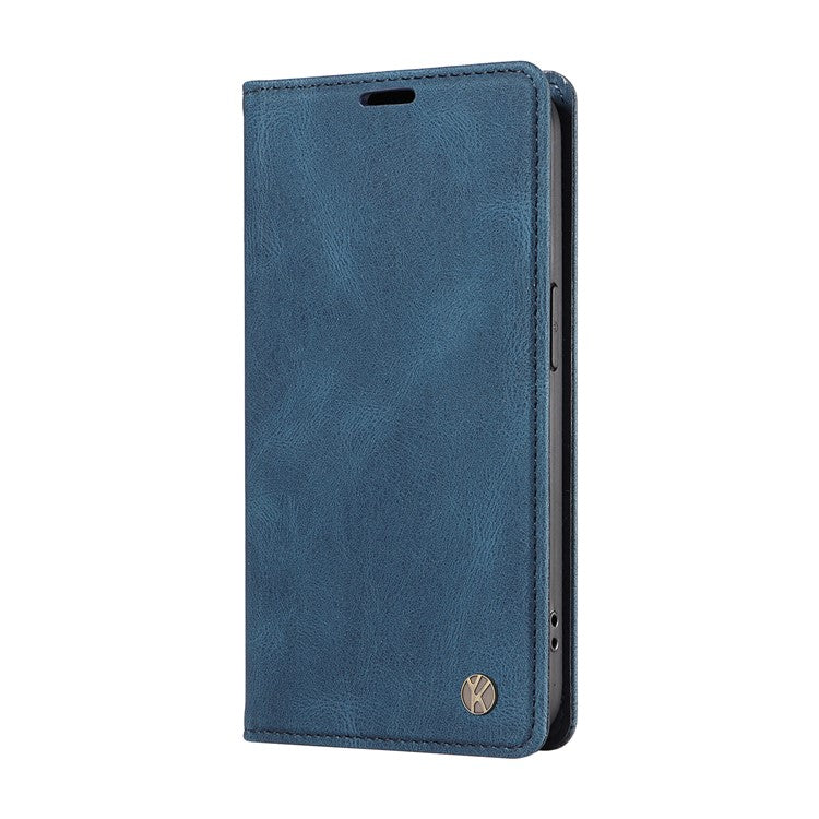 YIKATU YK-004 For Xiaomi Poco C75 4G / Redmi 14R 5G / 14C 4G Case Leather Skin-Touch Phone Cover Magnetic Auto-Absorbed - Blue