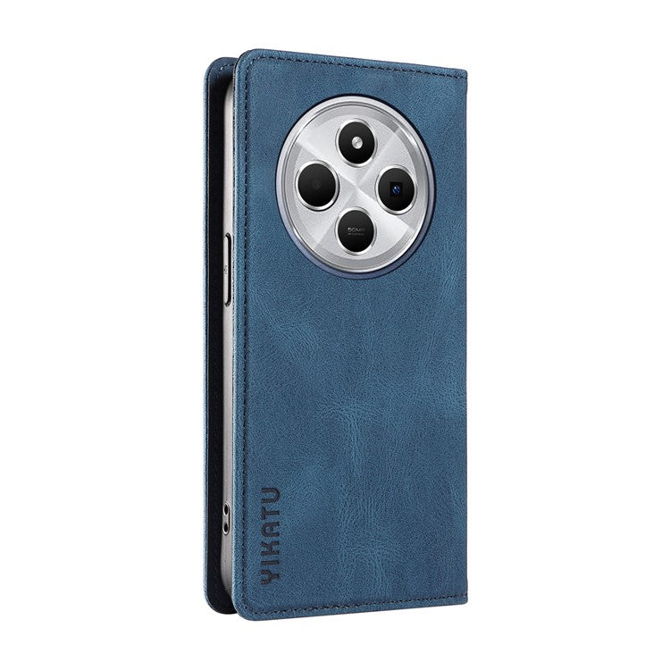 YIKATU YK-004 For Xiaomi Poco C75 4G / Redmi 14R 5G / 14C 4G Case Leather Skin-Touch Phone Cover Magnetic Auto-Absorbed - Blue